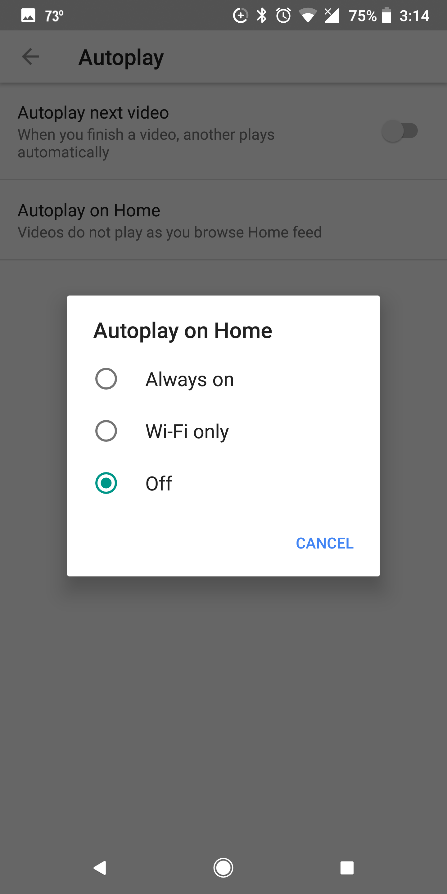 Настройки автозапуска в приложении YouTube — шаг 3