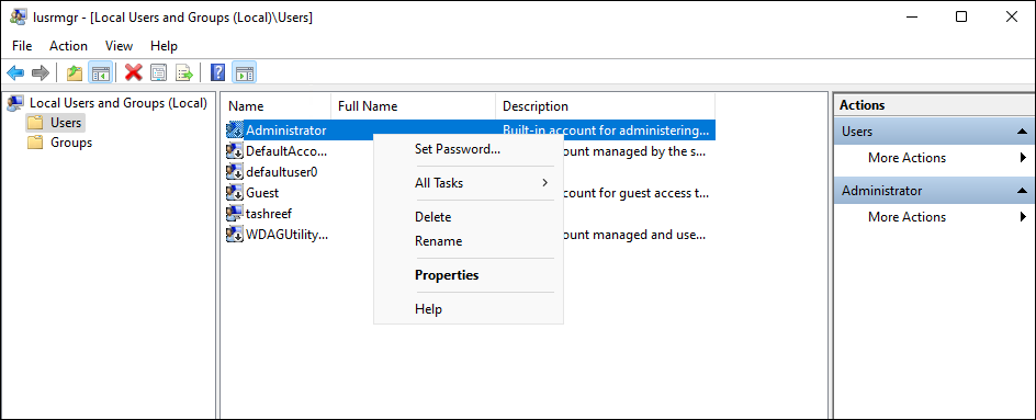 Включить встроенную учётную запись администратора Windows 11