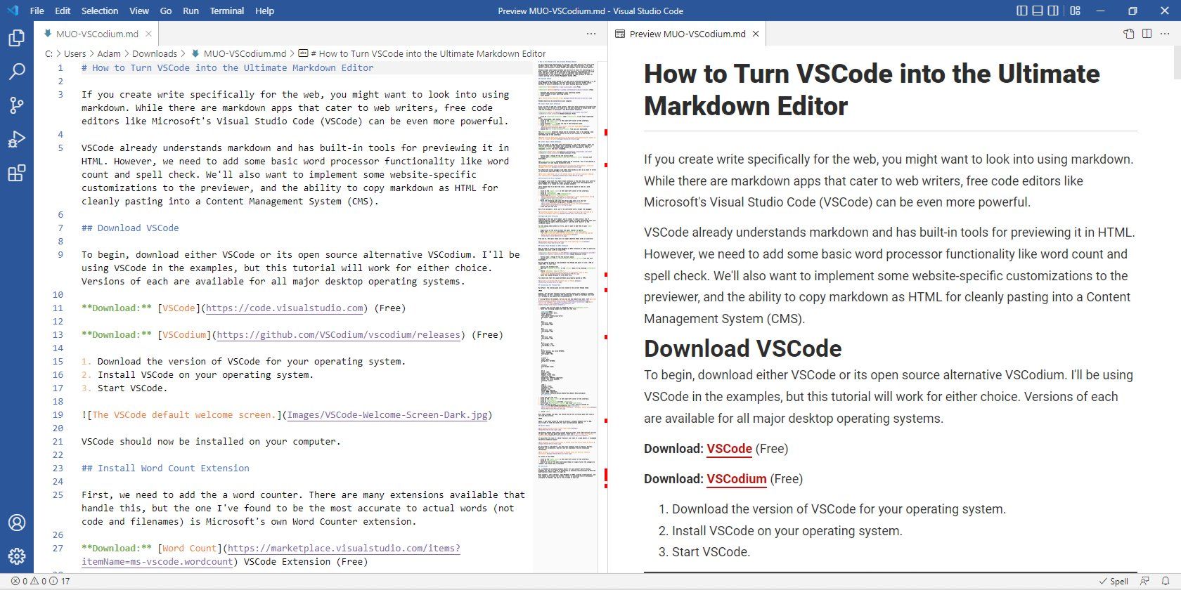 Markdown открытый в теме Office от huacat.