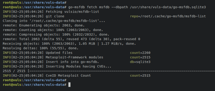 Генерация базы Metasploit для Vuls