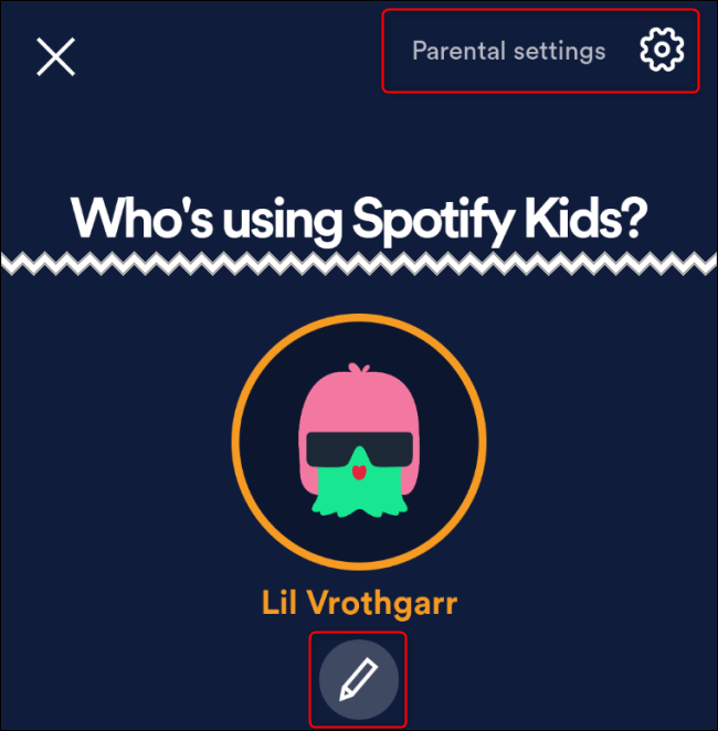 Настройки родителя в Spotify Kids