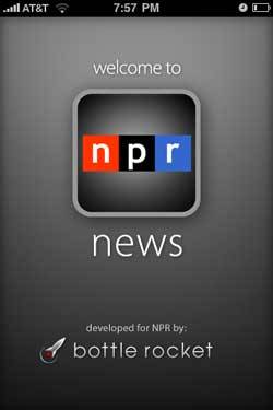 Интерфейс NPR на iPhone с главной страницей и категориями