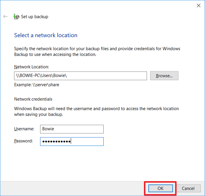 Выбор сетевого диска из списка