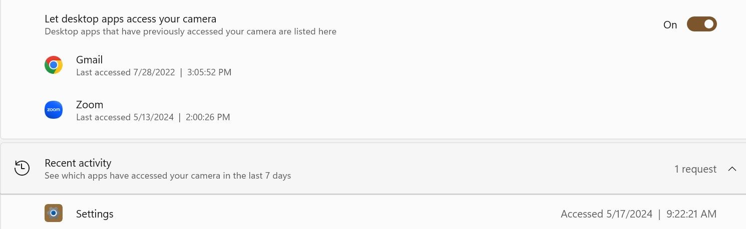 Просмотр приложений, которые обращались к веб‑камере в Windows