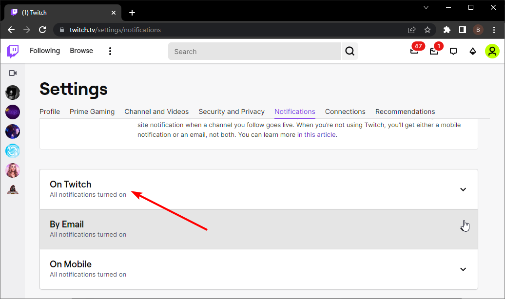 раздел На Twitch