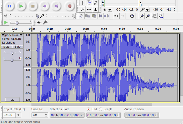 Интерфейс Audacity с дорожками для подкаста