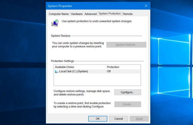 Выбор включения защиты системы и настройки объёма