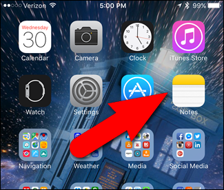 Запуск приложения Заметки