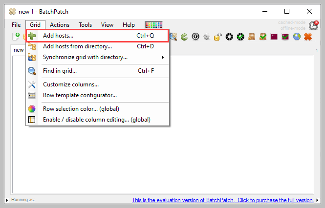 Menu bar > Grid > Add Hosts to add computers to the grid