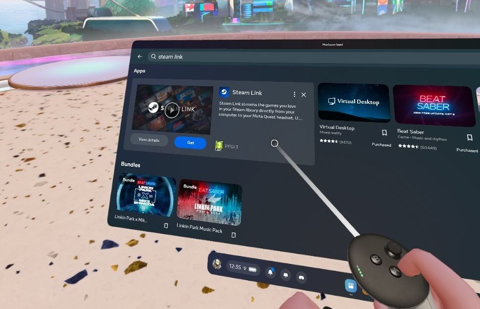 Экран загрузки Steam Link в магазине Meta