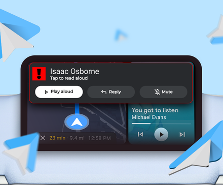 Уведомление Android Auto на дисплее приборной панели автомобиля