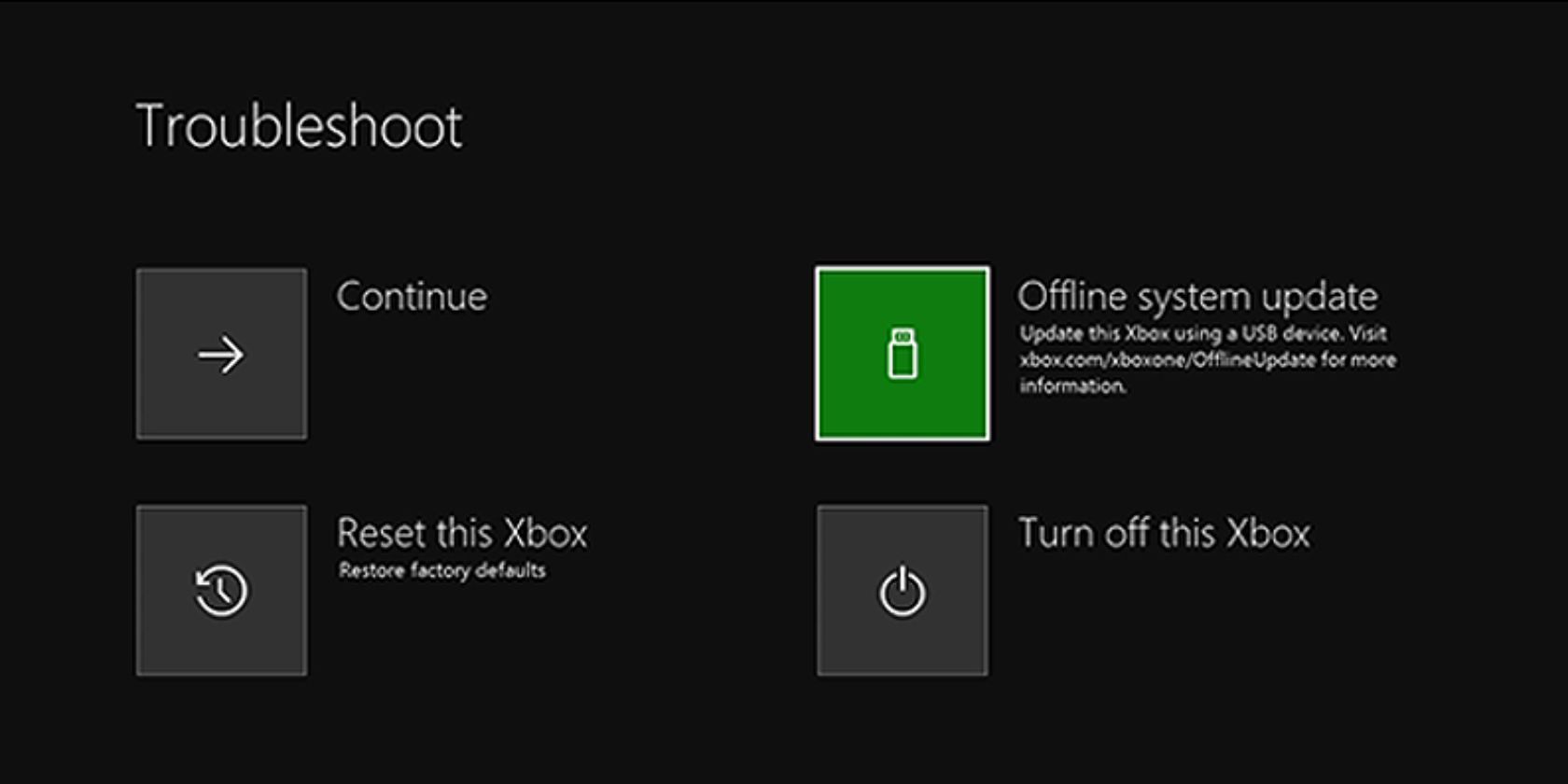 Меню безопасного режима на Xbox Series XS