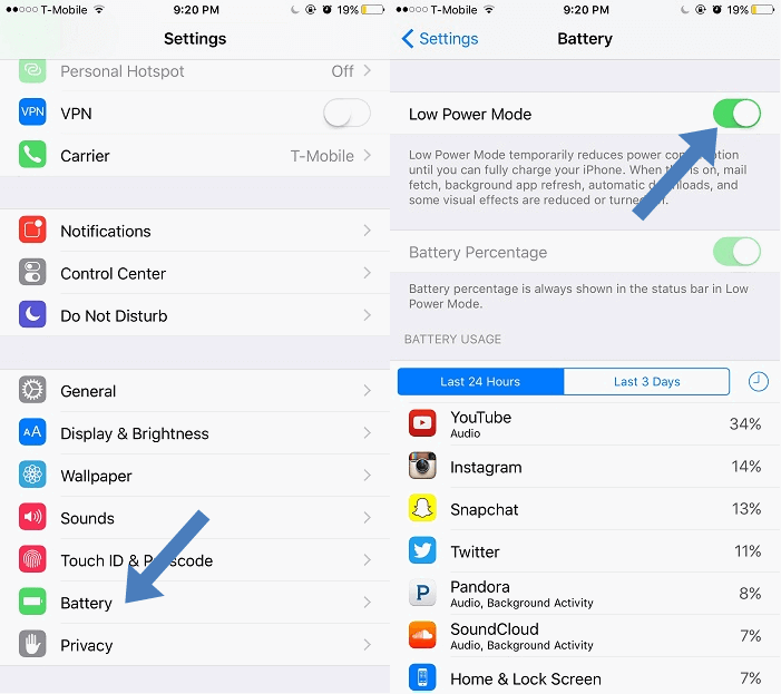 Экран режима низкого энергопотребления