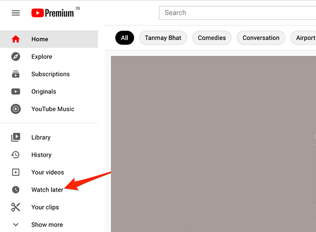 Нажмите «Посмотреть позже» на сайте YouTube.