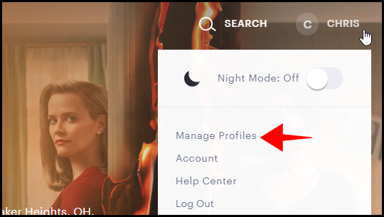 Меню управления профилями Hulu