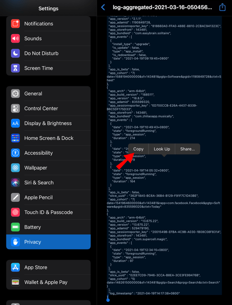 Откройте файл логов в редакторе, чтобы найти нужную строку