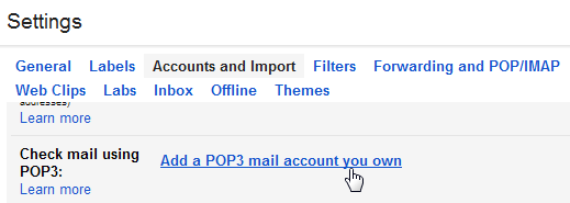 Добавление POP3-учётной записи в Gmail