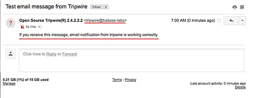Ricevere notifiche Tripwire via email