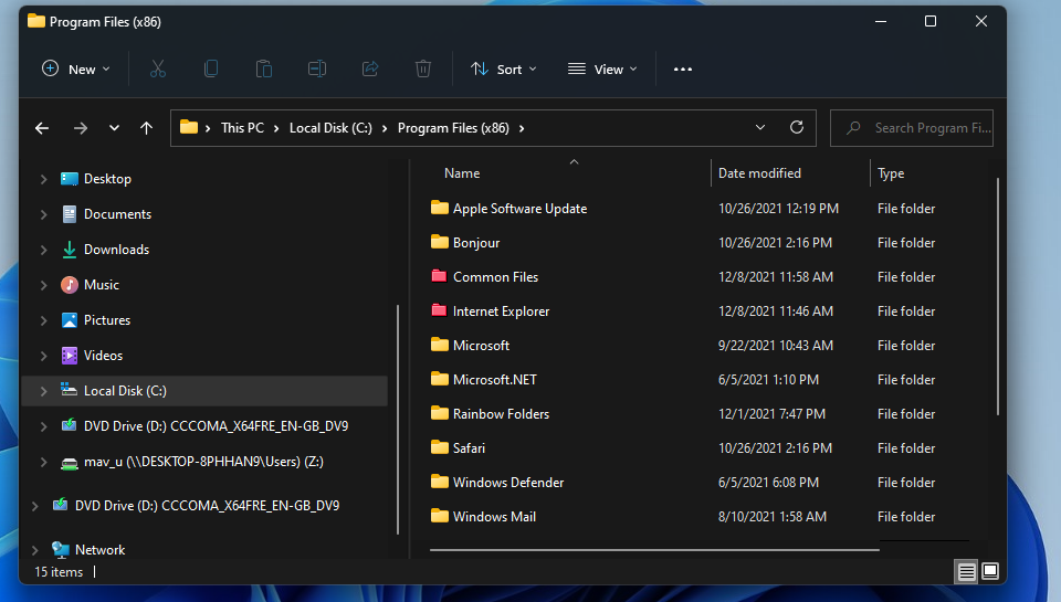 Две красные папки, настроенные через Rainbow Folders