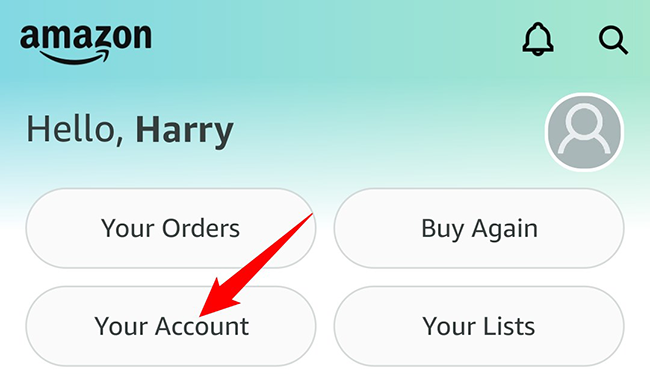 Нажмите Your Account.