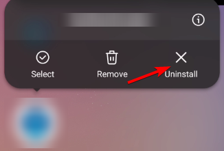 Опция удаления приложения