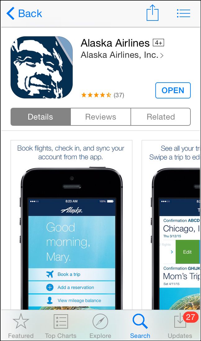 Экран мобильного приложения с выбором рейса и информацией о пассажире