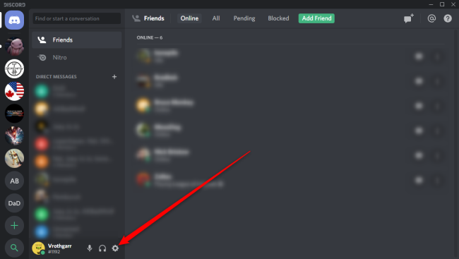Окно настроек Discord