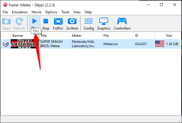 Пояснение процесса: запустите Melee и нажмите Play в Dolphin