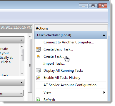 Диалог Create Task — вкладка General