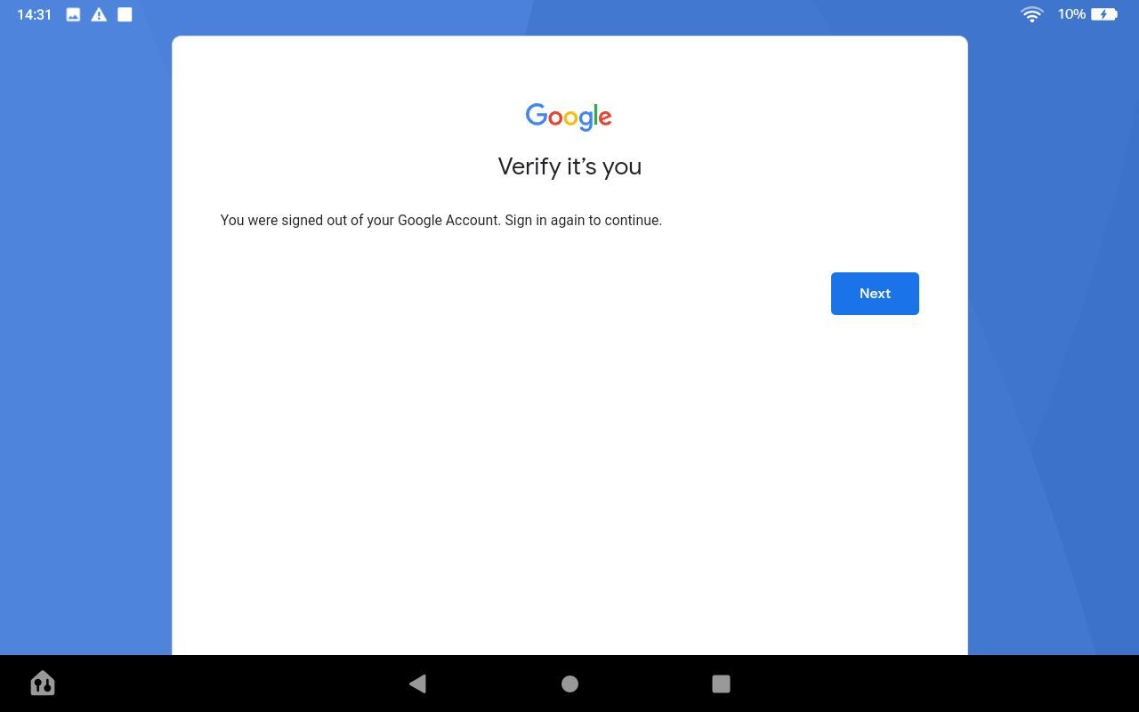 Подтверждение входа в Google Play на Kindle Fire