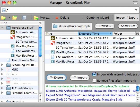 Экспорт и импорт коллекций Scrapbook