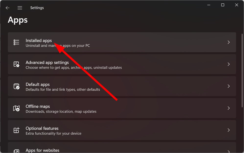 Список установленных приложений в Windows