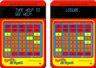 Игровой экран Speak & Spell: угадывание и ввод слов