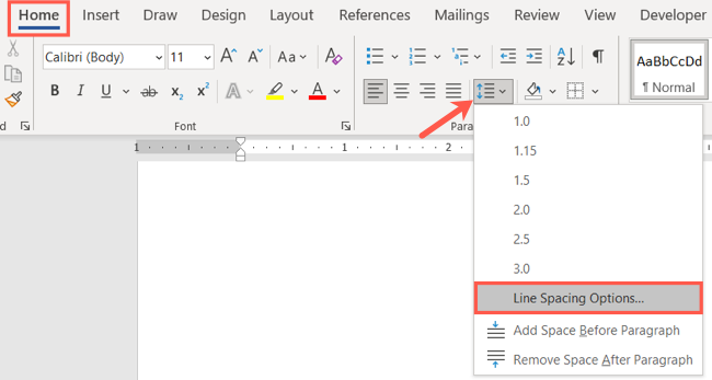 Выбрать параметры межстрочного интервала