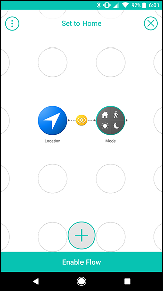 Связь иконок Location → Mode на сетке Flow