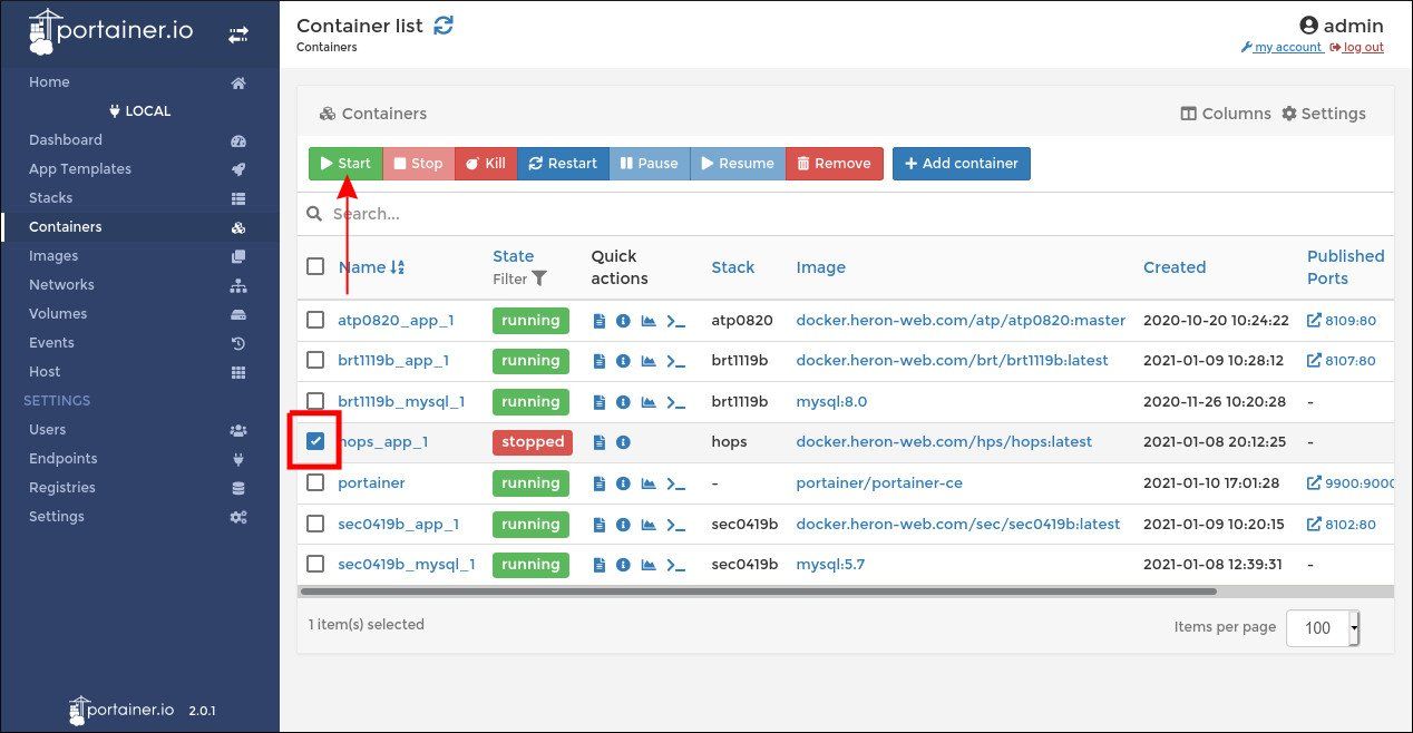 Экран управления контейнерами Portainer