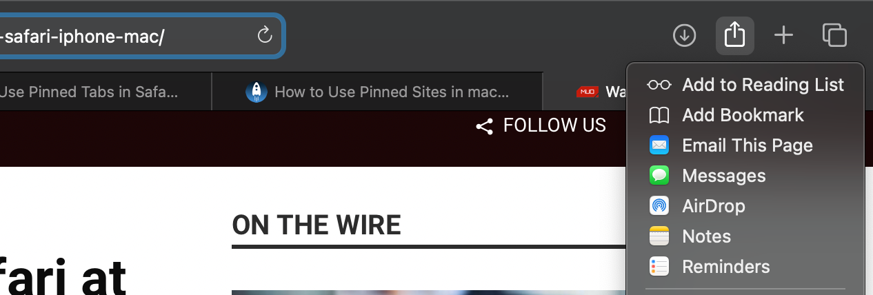 Add Bookmark Option on Safari