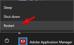 Перезагрузка с удерживанием Shift