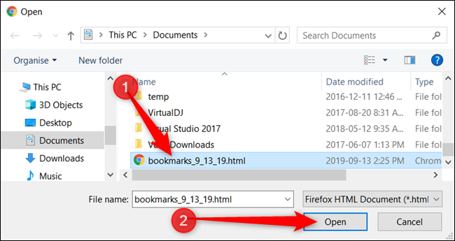 Найдите файл и нажмите «Открыть».