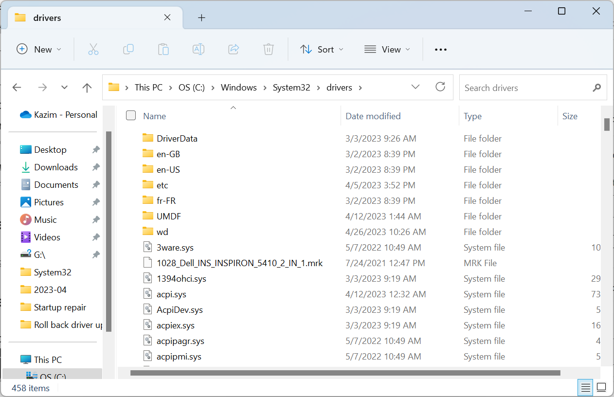 Папки драйверов Windows