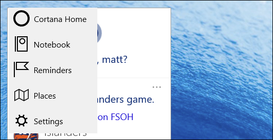 Панель настроек Кортаны с пунктом для включения голосовой активации