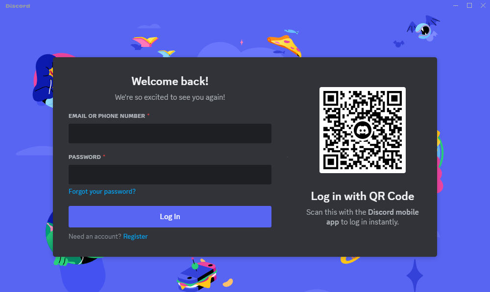 QR‑код для входа в Discord на компьютере