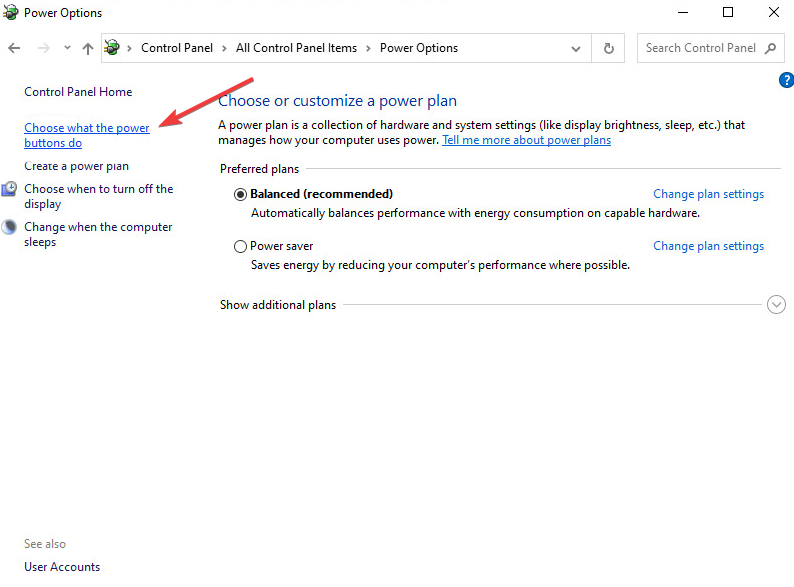 Параметр Действия при нажатии кнопок питания
