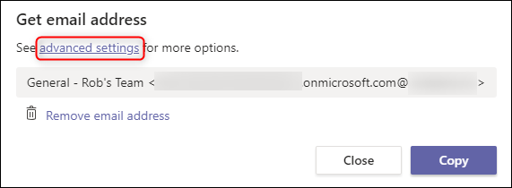 Опция «Advanced Settings» для ограничения отправителей