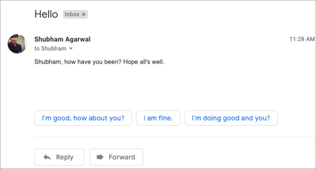 Примеры быстрых ответов в Gmail