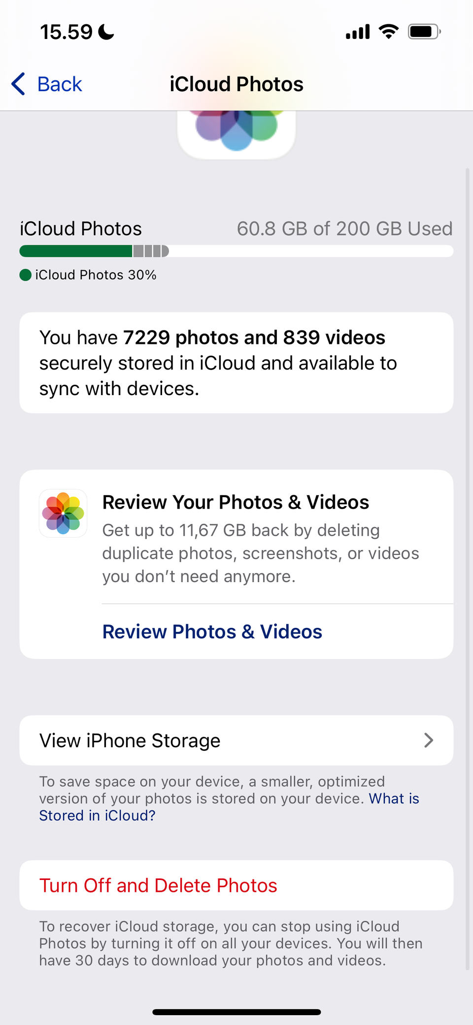 Редактирование настроек iCloud Photos в приложении Настройки