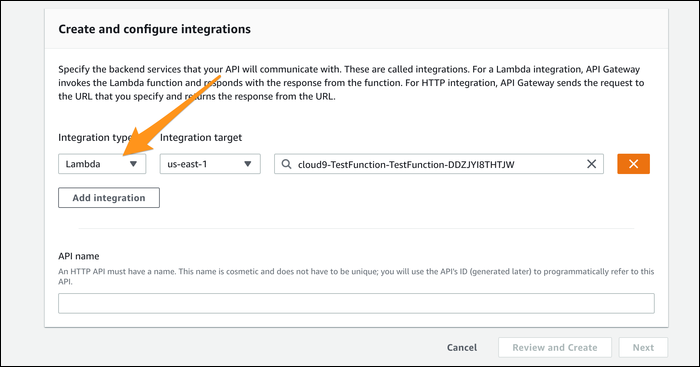 Добавьте интеграции для маршрутов, например Lambda-функции