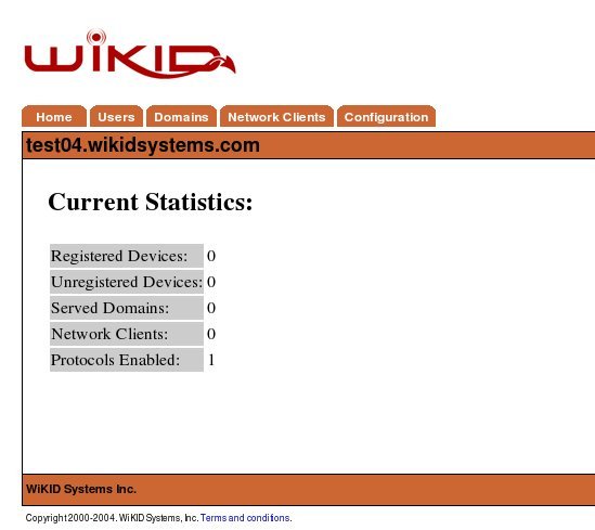 Основной экран статуса WiKID Server