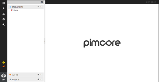 Панель управления Pimcore CMS после входа