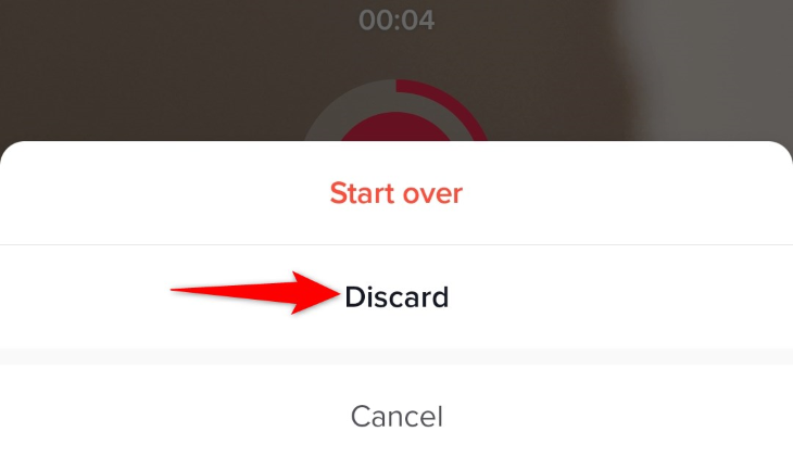 Выберите «Discard» в нижнем меню.
